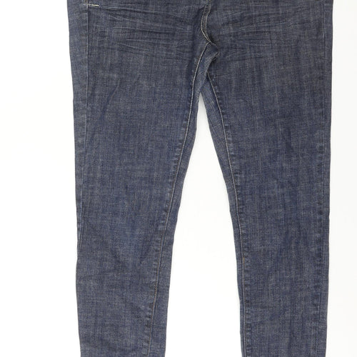 NEXT Womens Blue Cotton Skinny Jeans Size 14 L29 in Regular Zip