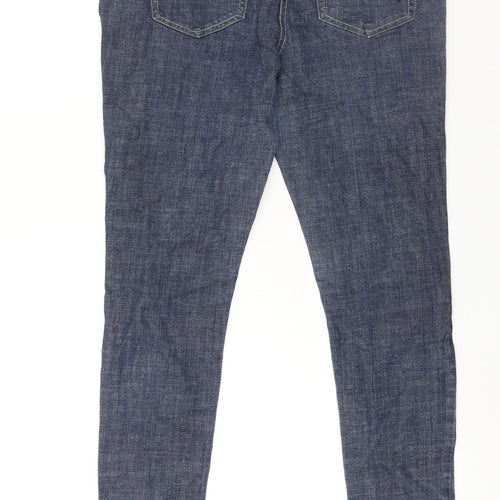 NEXT Womens Blue Cotton Skinny Jeans Size 14 L29 in Regular Zip
