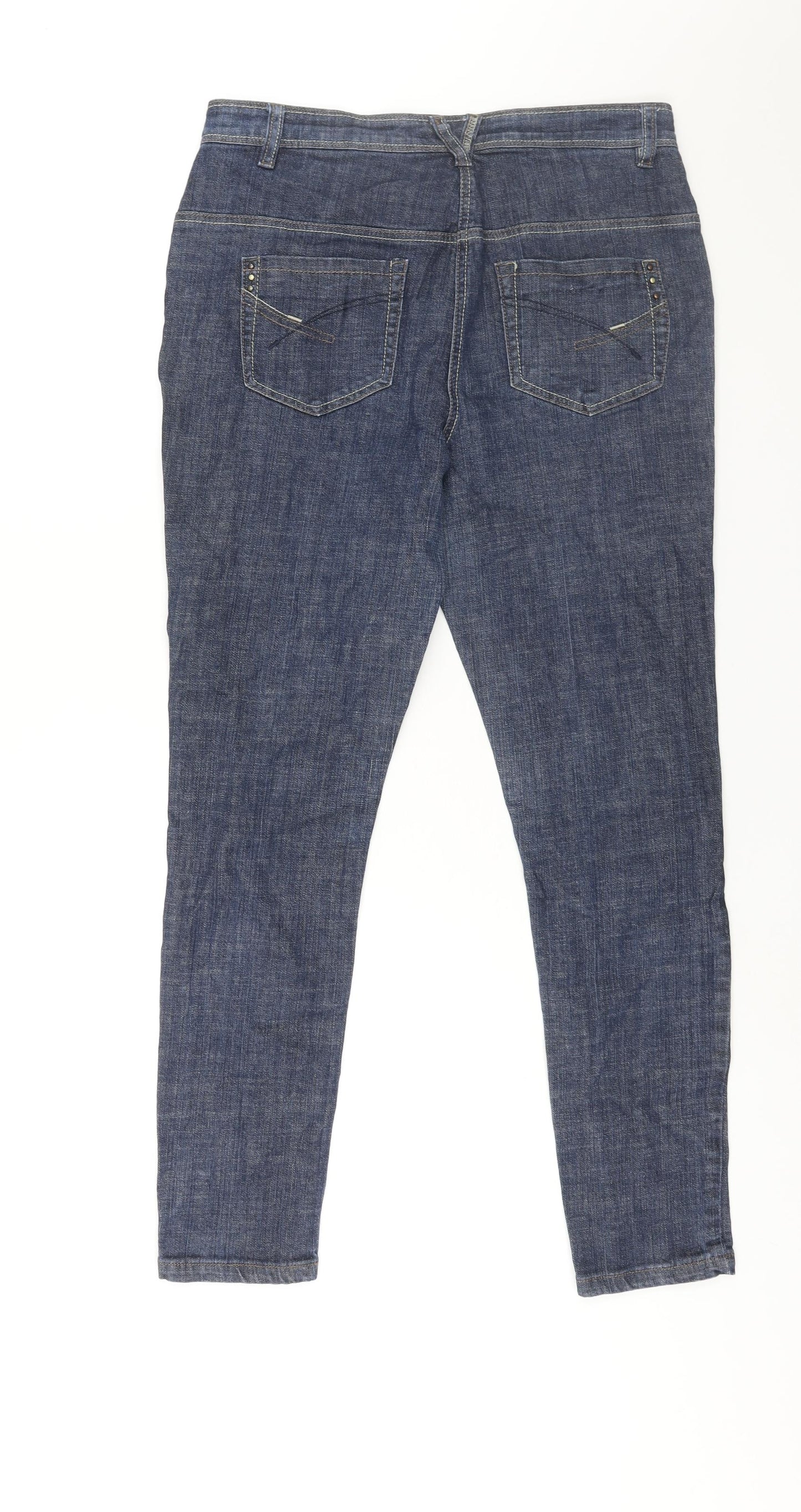 NEXT Womens Blue Cotton Skinny Jeans Size 14 L29 in Regular Zip