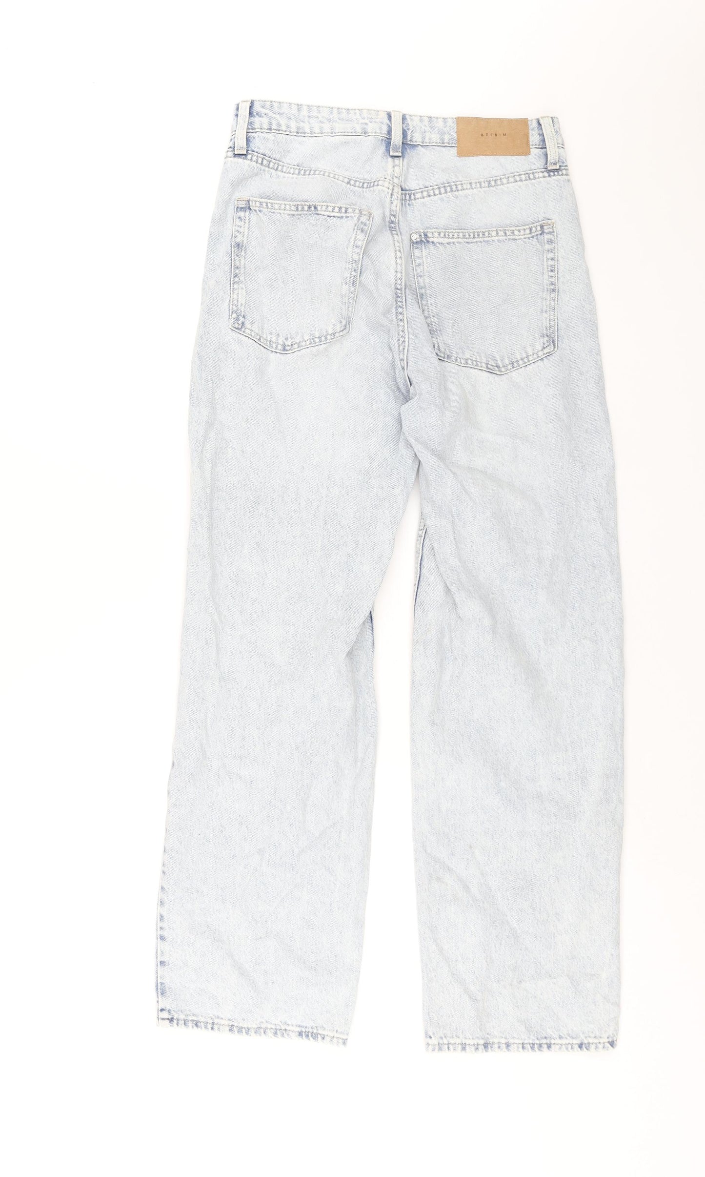 H&M Womens Blue Cotton Wide-Leg Jeans Size 10 L30 in Regular Zip