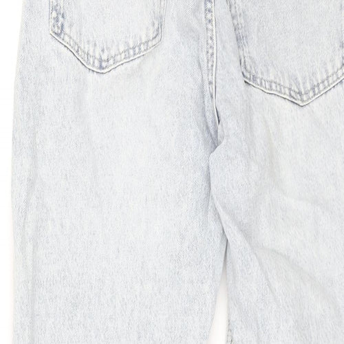 H&M Womens Blue Cotton Wide-Leg Jeans Size 10 L30 in Regular Zip