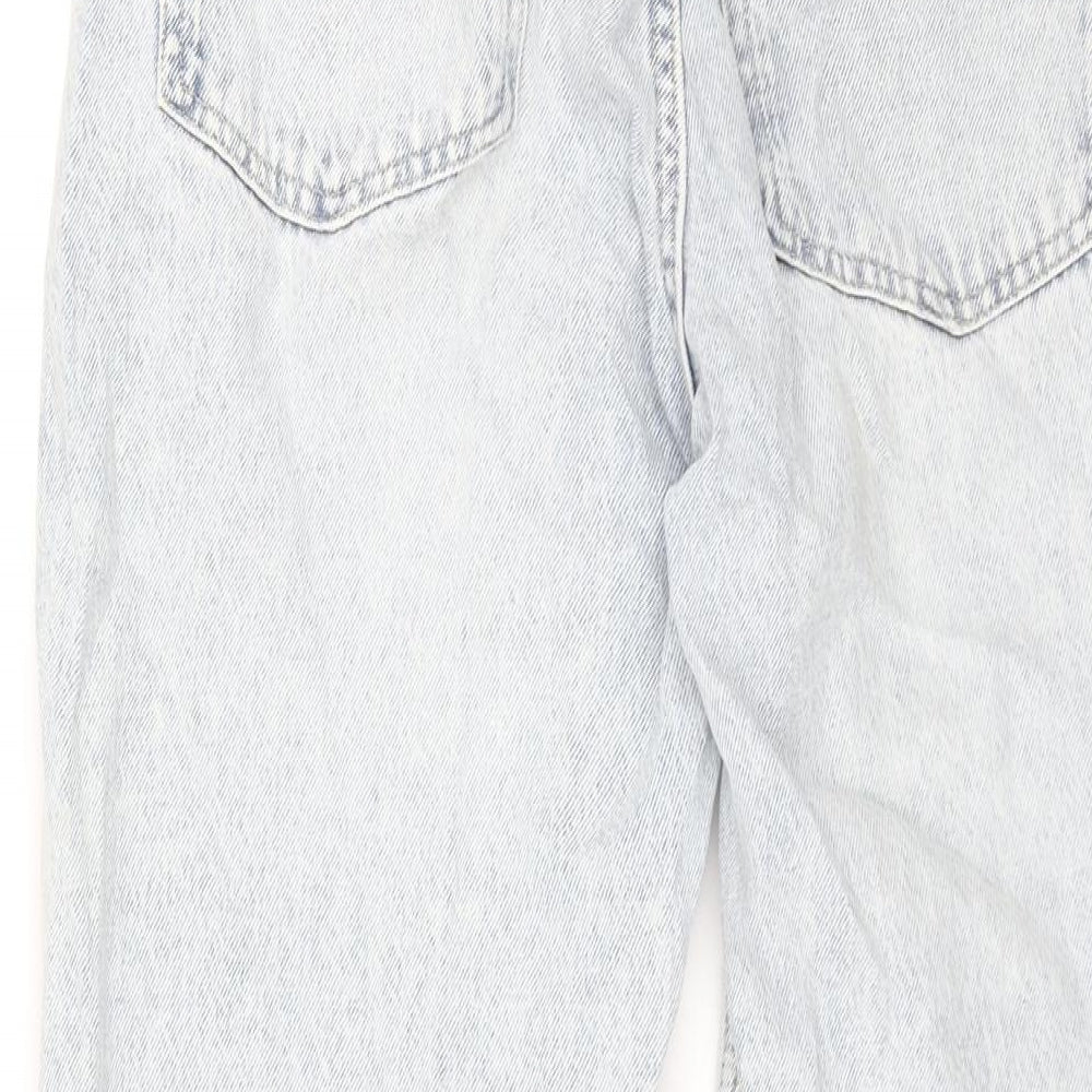 H&M Womens Blue Cotton Wide-Leg Jeans Size 10 L30 in Regular Zip