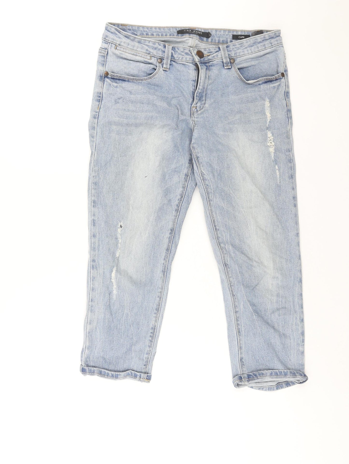 Max Jeans Womens Blue Cotton Capri Jeans Size 32 in L22 in Regular Zip