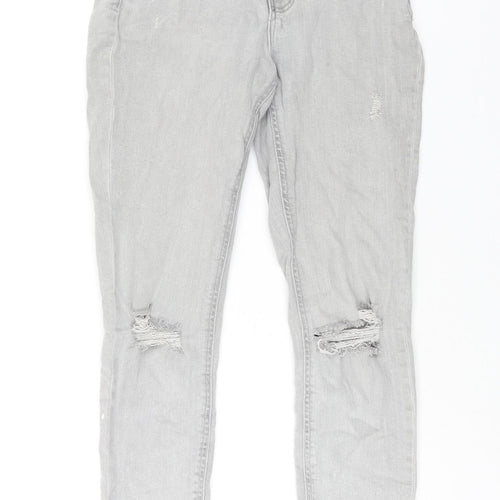 Denim & Co. Womens Grey Cotton Skinny Jeans Size 12 L27 in Regular Zip