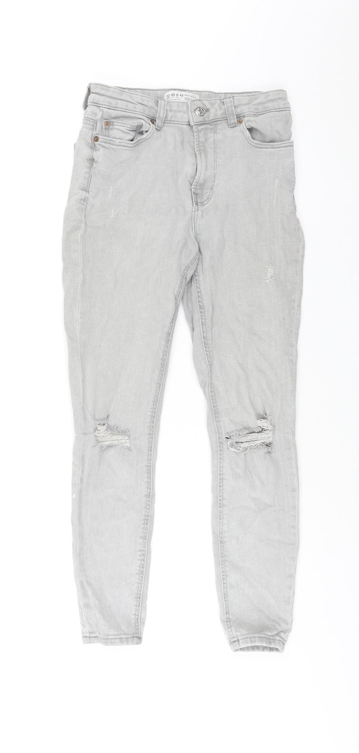 Denim & Co. Womens Grey Cotton Skinny Jeans Size 12 L27 in Regular Zip