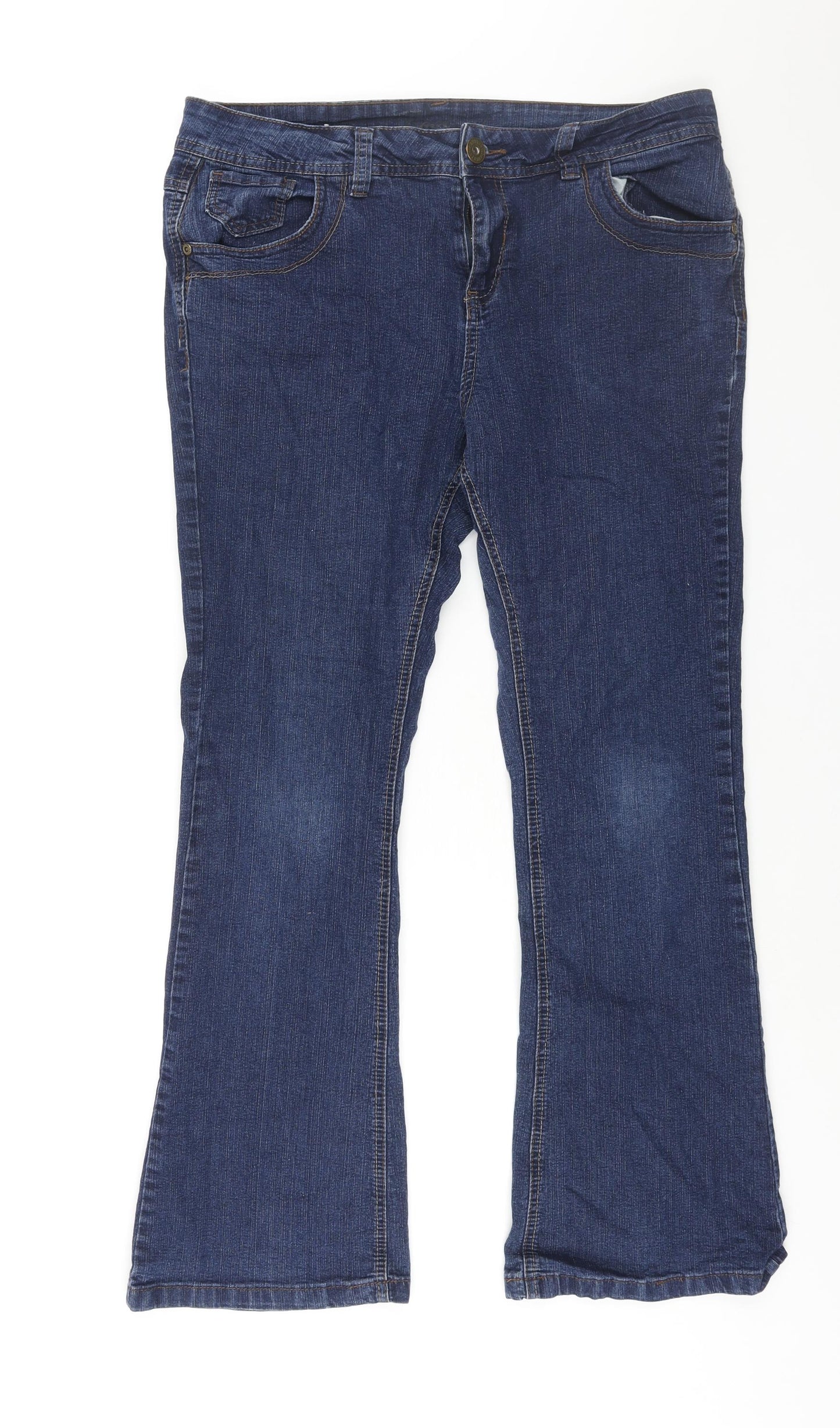 Arcadia Womens Blue Cotton Bootcut Jeans Size 16 L30 in Regular Zip