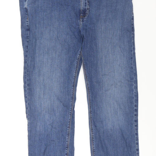 Marks and Spencer Mens Blue Cotton Straight Jeans Size 38 in L29 in Regular Zip