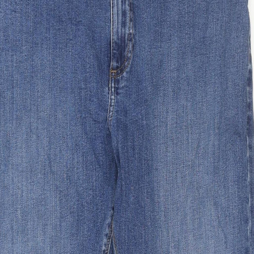 Marks and Spencer Mens Blue Cotton Straight Jeans Size 38 in L29 in Regular Zip