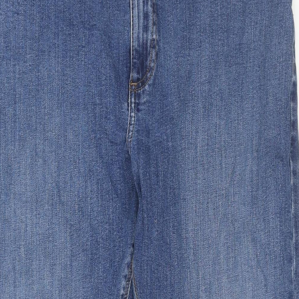 Marks and Spencer Mens Blue Cotton Straight Jeans Size 38 in L29 in Regular Zip
