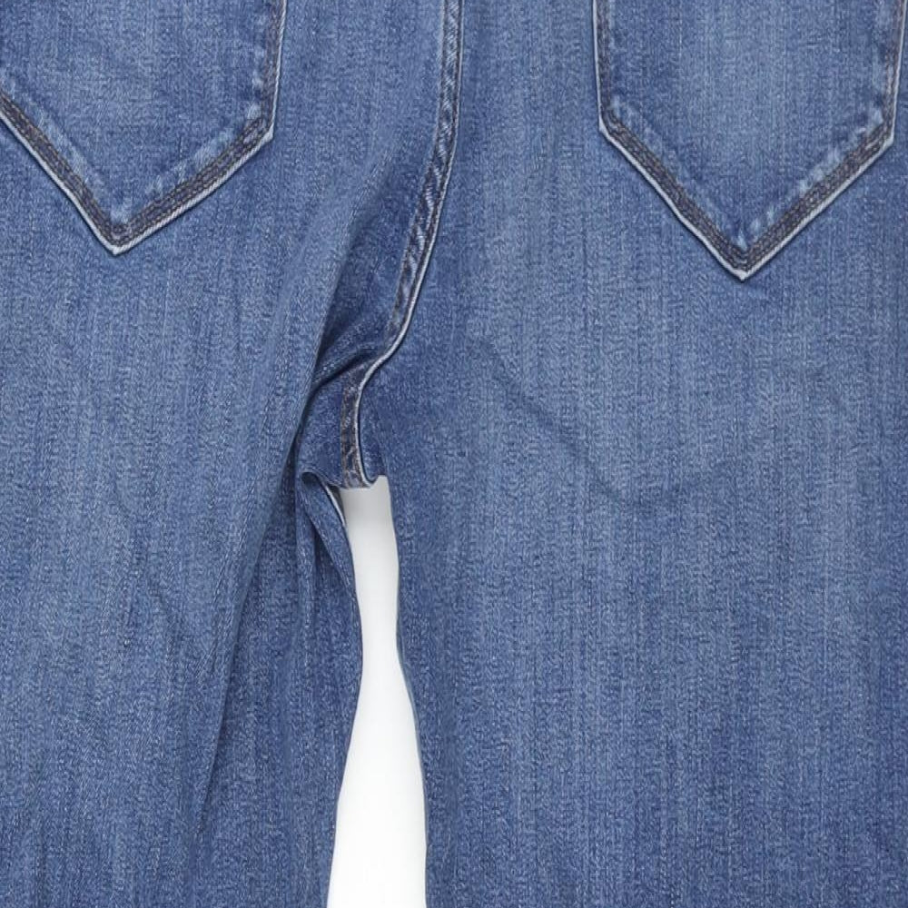 Marks and Spencer Mens Blue Cotton Straight Jeans Size 38 in L29 in Regular Zip