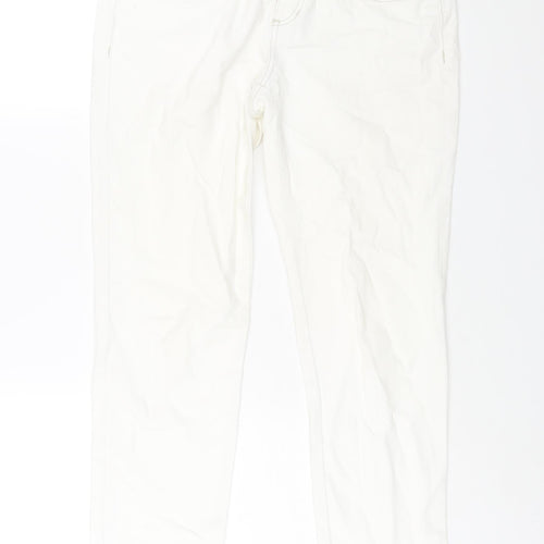 ELLE Womens White Cotton Straight Jeans Size 12 L27 in Regular Zip