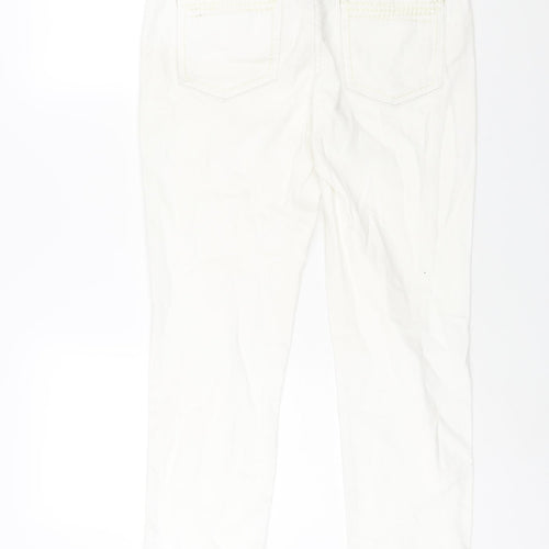 ELLE Womens White Cotton Straight Jeans Size 12 L27 in Regular Zip