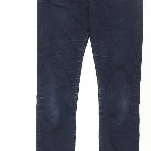 Marks and Spencer Womens Blue Cotton Skinny Jeans Size 10 L30 in Regular Zip