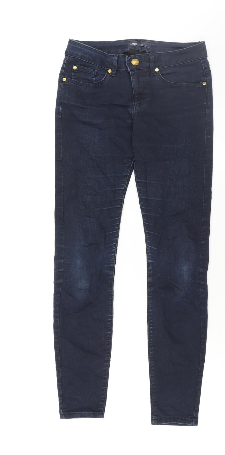 Marks and Spencer Womens Blue Cotton Skinny Jeans Size 10 L30 in Regular Zip