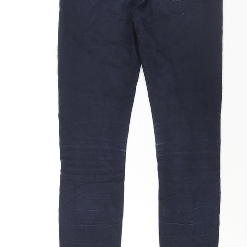Marks and Spencer Womens Blue Cotton Skinny Jeans Size 10 L30 in Regular Zip
