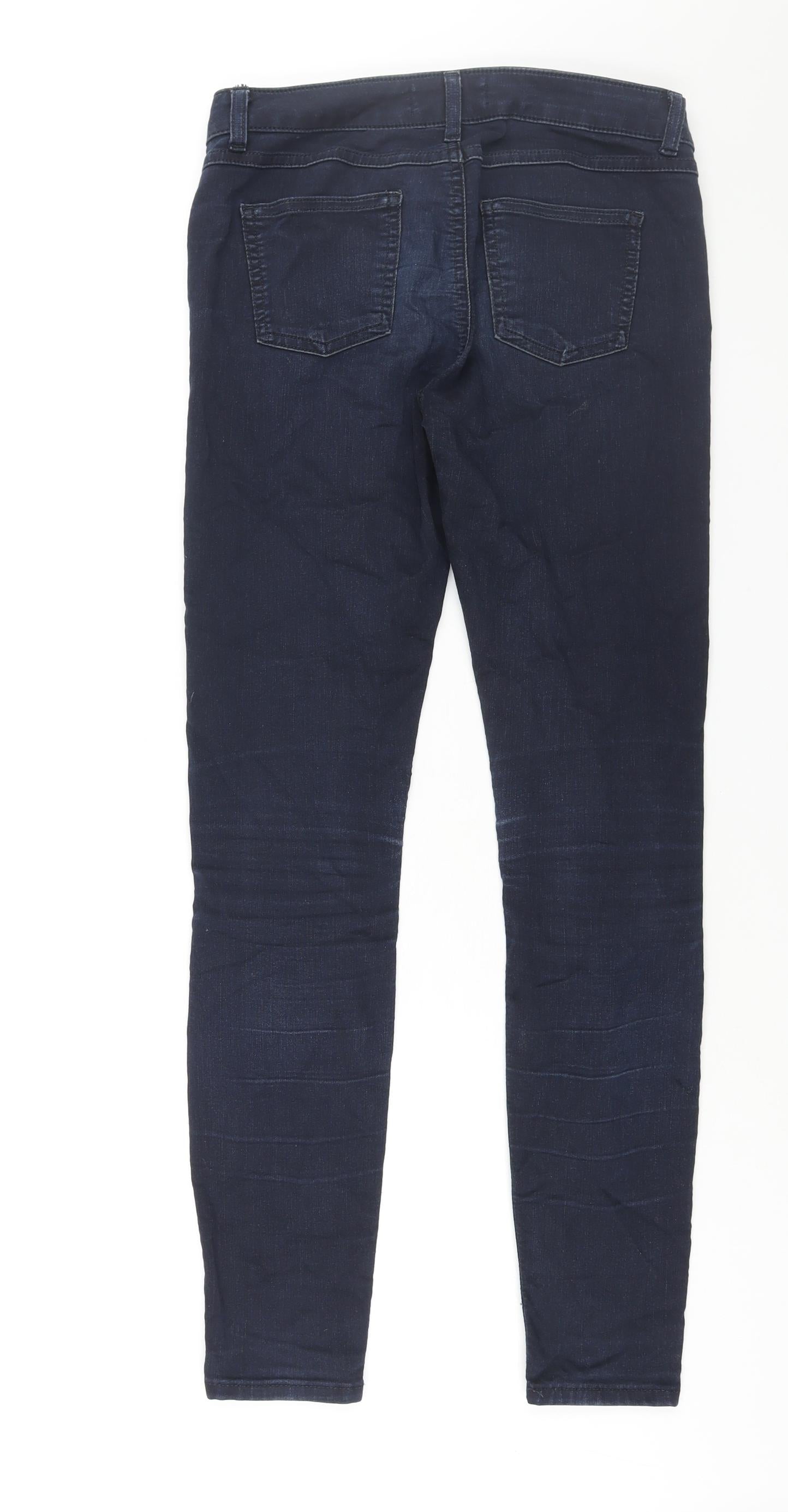 Marks and Spencer Womens Blue Cotton Skinny Jeans Size 10 L30 in Regular Zip