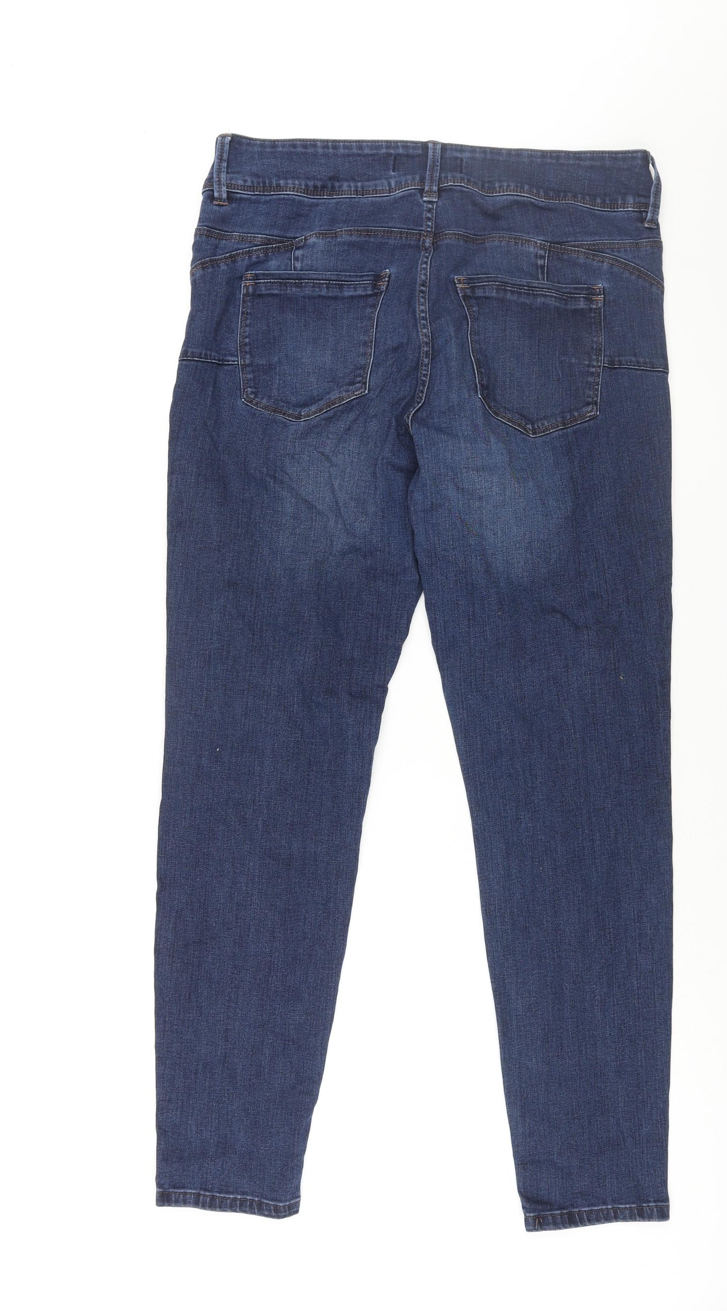 NEXT Womens Blue Cotton Skinny Jeans Size 16 L30 in Regular Zip
