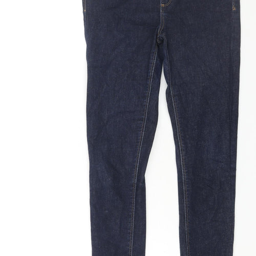 Marks and Spencer Womens Blue Cotton Skinny Jeans Size 8 L28 in Regular Zip