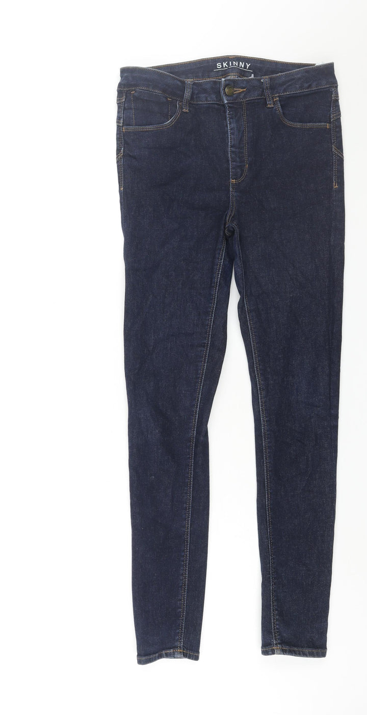 Marks and Spencer Womens Blue Cotton Skinny Jeans Size 8 L28 in Regular Zip