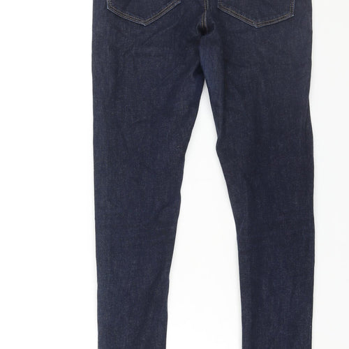 Marks and Spencer Womens Blue Cotton Skinny Jeans Size 8 L28 in Regular Zip
