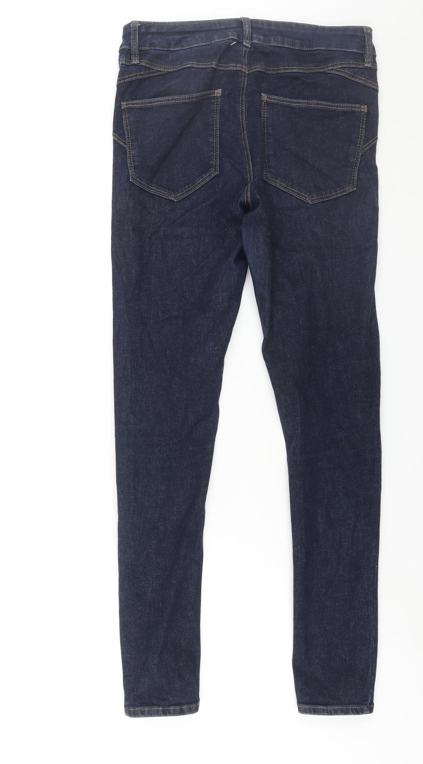 Marks and Spencer Womens Blue Cotton Skinny Jeans Size 8 L28 in Regular Zip