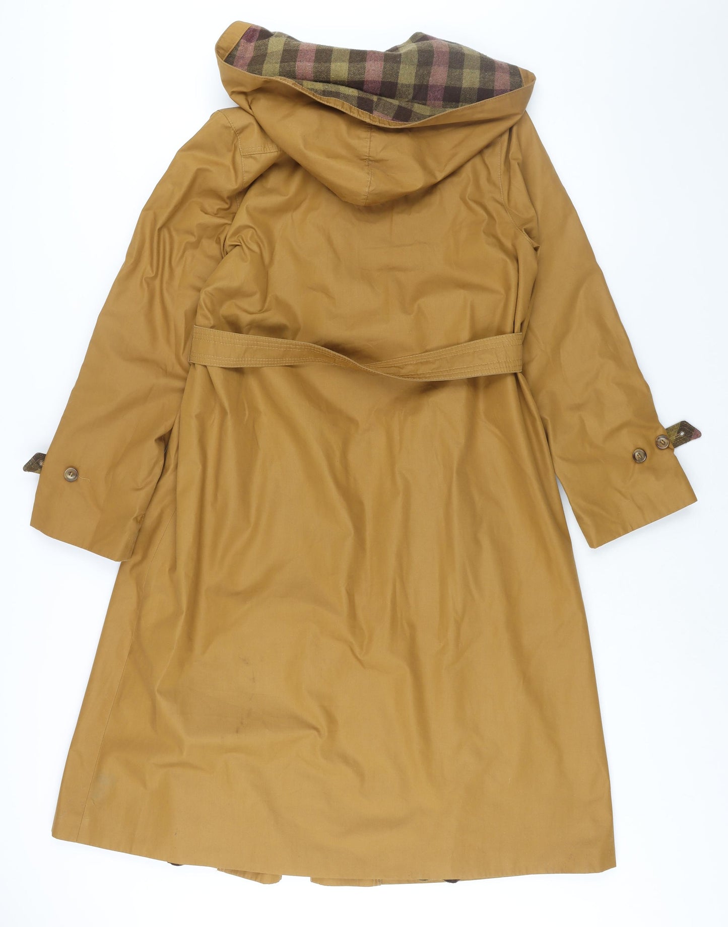 St Michael Womens Brown Trench Coat Coat Size 10 Button - Hooded Belted