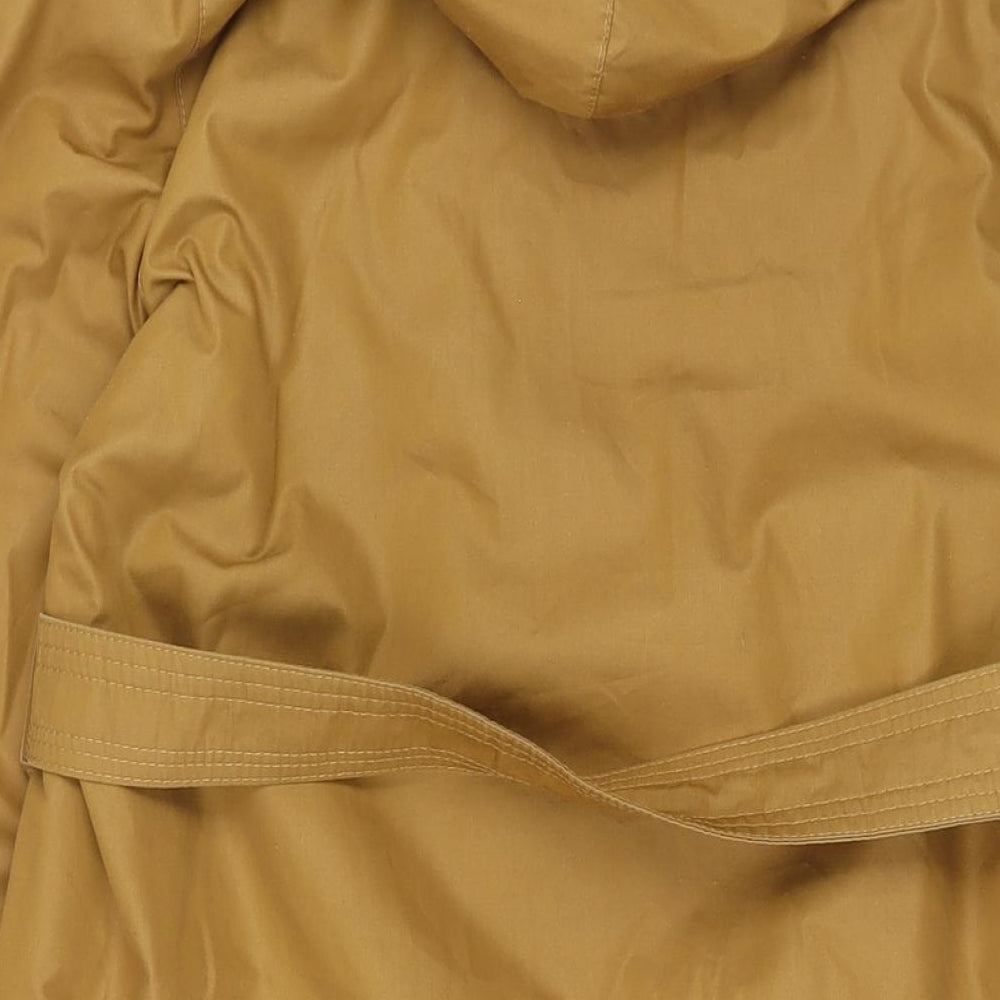 St Michael Womens Brown Trench Coat Coat Size 10 Button - Hooded Belted