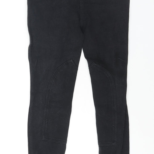 Fouganza Womens Black Cotton Trousers Size 8 L26 in Regular Zip - Equestrian