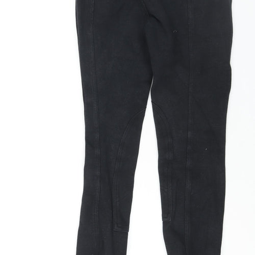 Fouganza Womens Black Cotton Trousers Size 8 L26 in Regular Zip - Equestrian