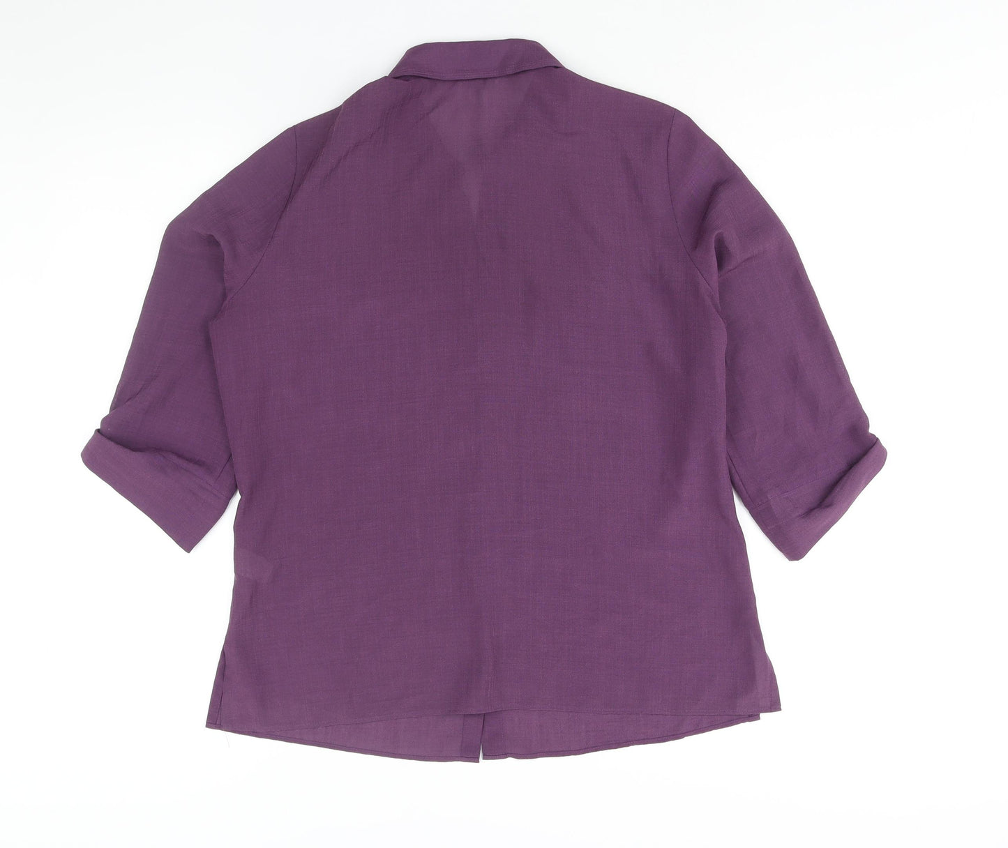 Marks and Spencer Womens Purple Polyester Basic Button-Up Size 18 Collared