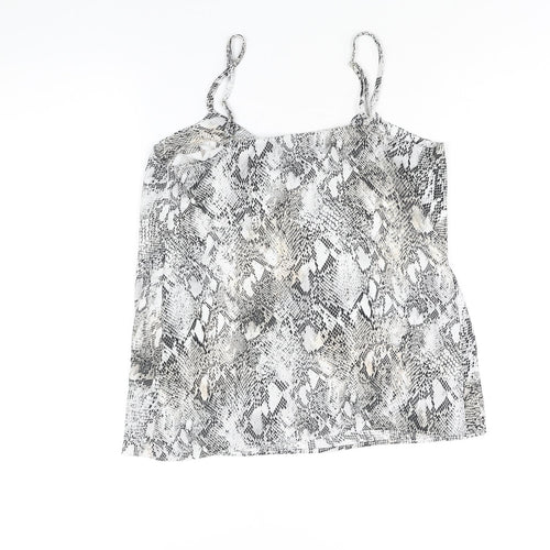River Island Womens White Animal Print Polyester Camisole Blouse Size 10 Cowl Neck - Snake Print