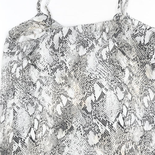 River Island Womens White Animal Print Polyester Camisole Blouse Size 10 Cowl Neck - Snake Print