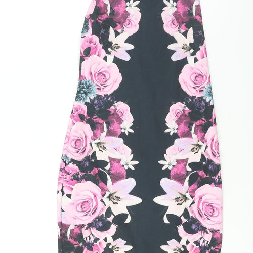 Miss Selfridge Womens Multicoloured Floral Polyester Bodycon Size 6 Square Neck Pullover