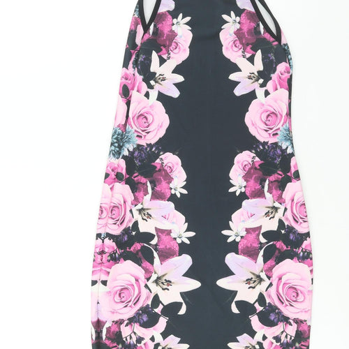 Miss Selfridge Womens Multicoloured Floral Polyester Bodycon Size 6 Square Neck Pullover