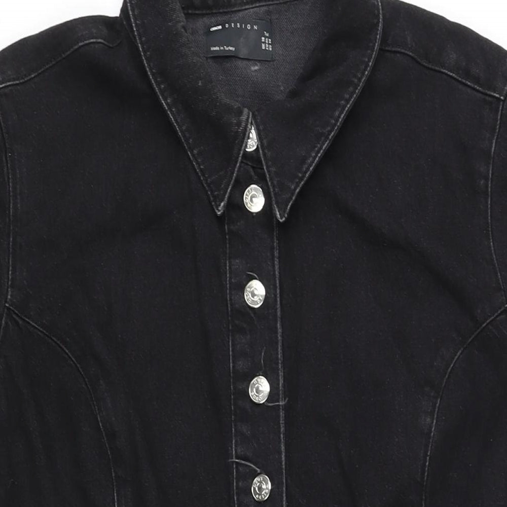 ASOS Womens Black Cotton Shirt Dress Size 18 Collared Button