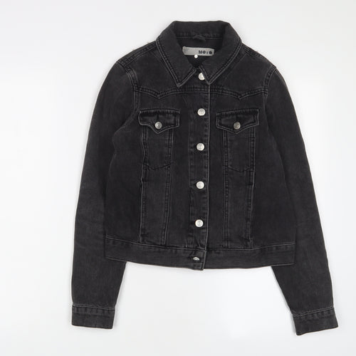 Topshop Womens Black Jacket Size 8 Button - Studded