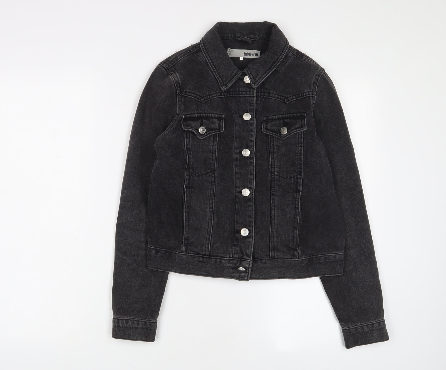 Topshop Womens Black Jacket Size 8 Button - Studded