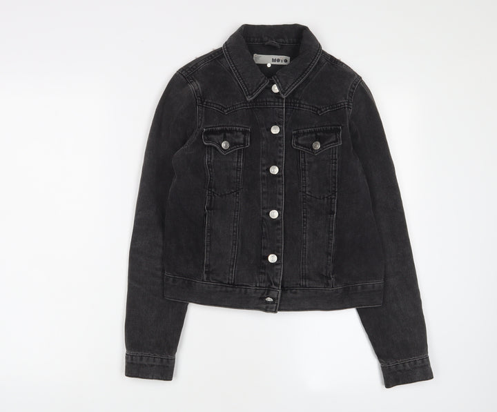 Topshop Womens Black Jacket Size 8 Button - Studded