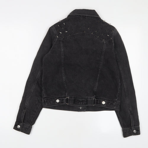 Topshop Womens Black Jacket Size 8 Button - Studded