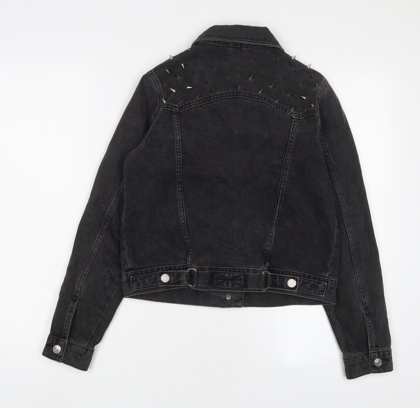 Topshop Womens Black Jacket Size 8 Button - Studded