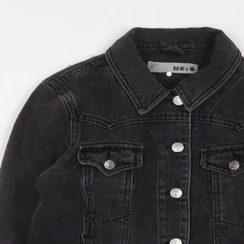 Topshop Womens Black Jacket Size 8 Button - Studded