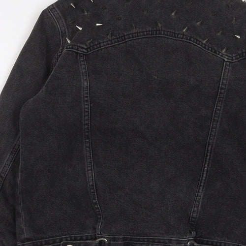 Topshop Womens Black Jacket Size 8 Button - Studded