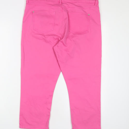 Marks and Spencer Womens Pink Cotton Cropped Jeans Size 16 L22 in Regular Zip