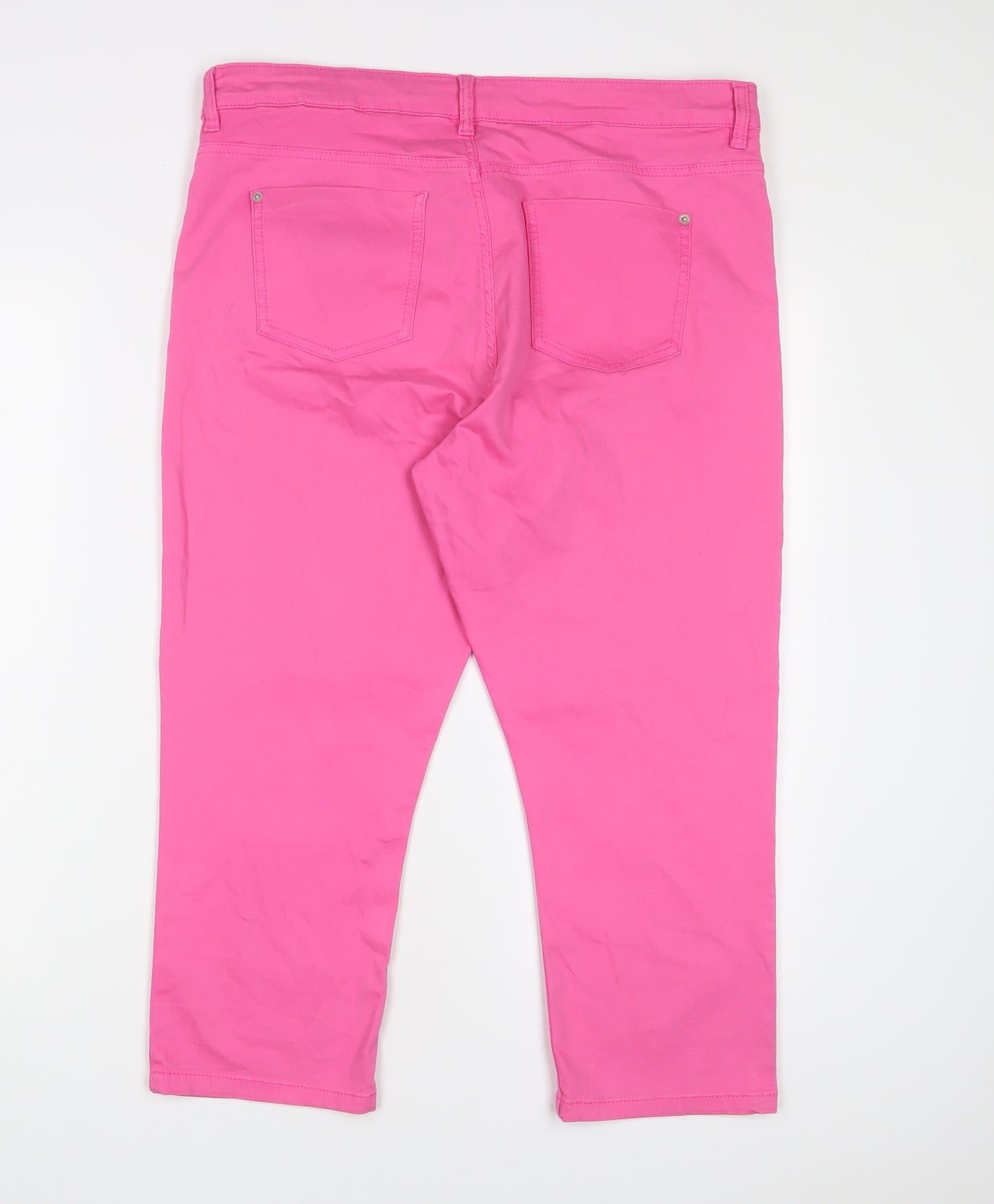 Marks and Spencer Womens Pink Cotton Cropped Jeans Size 16 L22 in Regular Zip