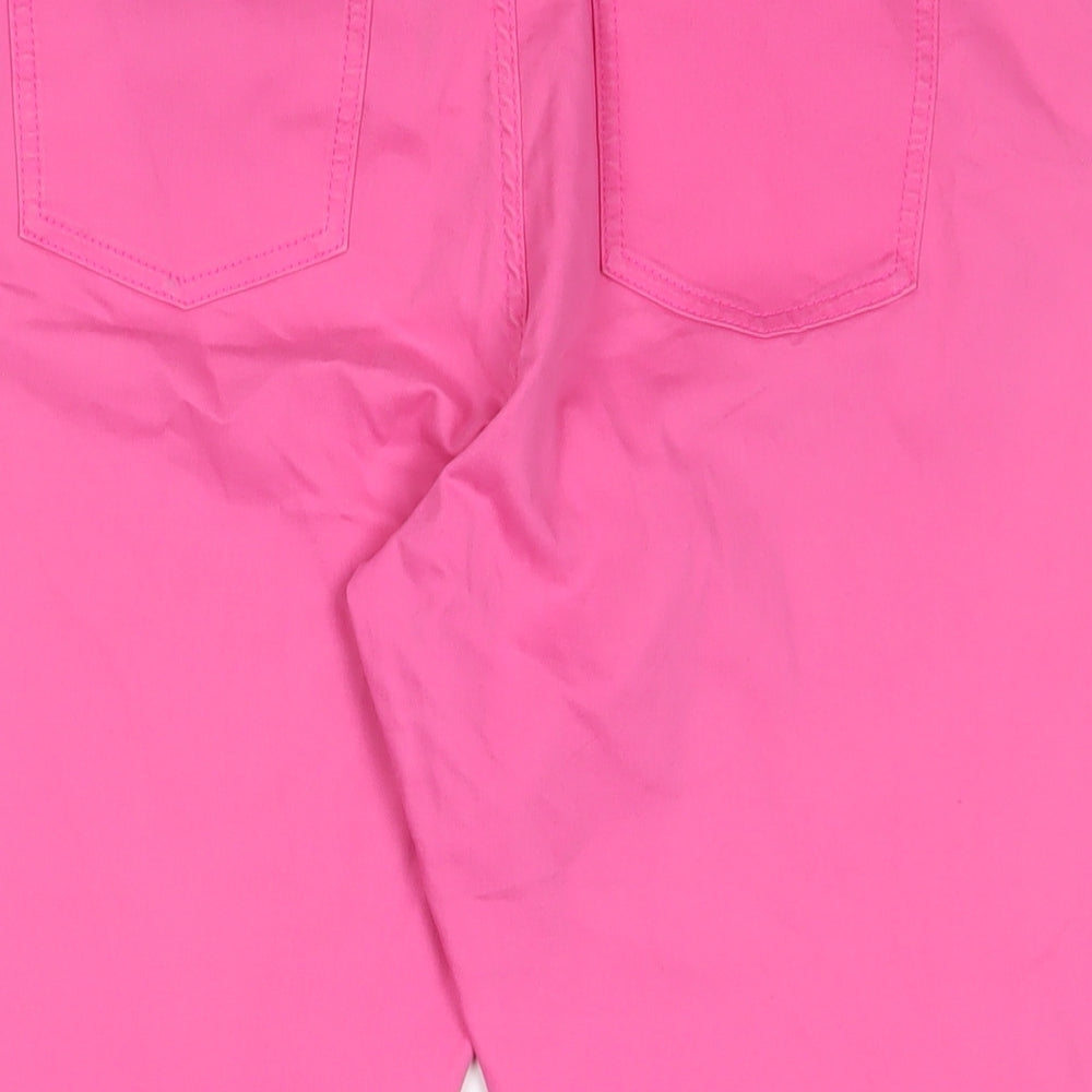 Marks and Spencer Womens Pink Cotton Cropped Jeans Size 16 L22 in Regular Zip