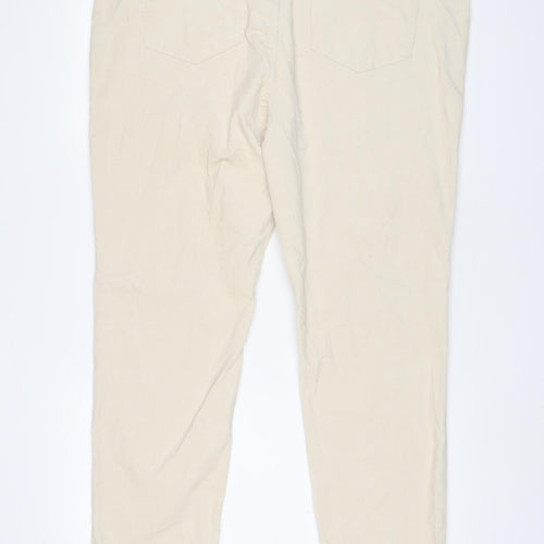 Marks and Spencer Womens Beige Cotton Trousers Size 22 L29 in Regular Zip