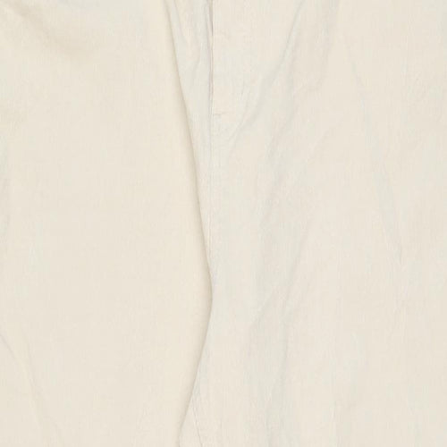 Marks and Spencer Womens Beige Cotton Trousers Size 22 L29 in Regular Zip