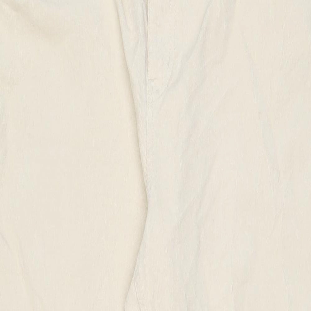 Marks and Spencer Womens Beige Cotton Trousers Size 22 L29 in Regular Zip