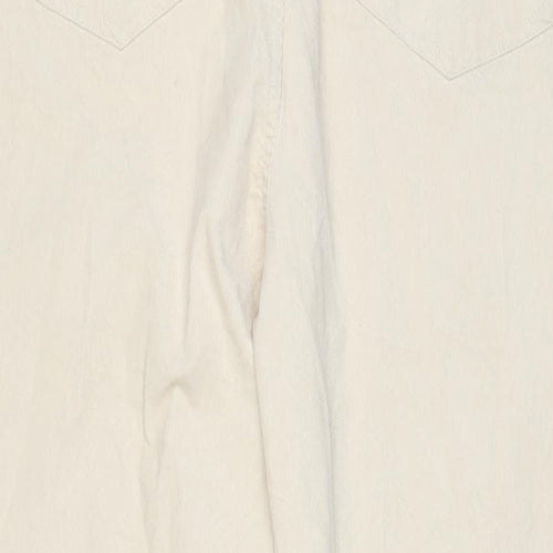 Marks and Spencer Womens Beige Cotton Trousers Size 22 L29 in Regular Zip