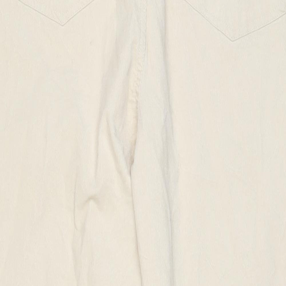 Marks and Spencer Womens Beige Cotton Trousers Size 22 L29 in Regular Zip